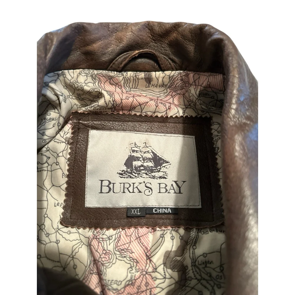 Burks Bay Leather Jacket Bomber Mens XXL North American Hunting Club Life Member
